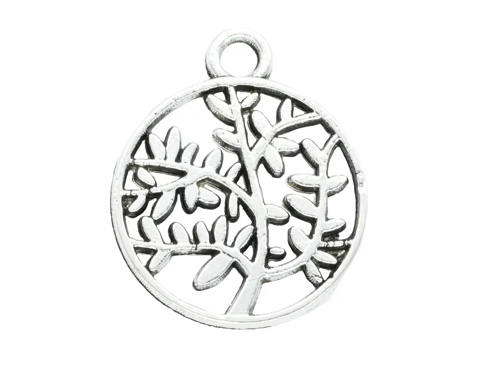 SAMAK PLATEADA DIJE 24 CIRCULO ARBOL 15MM PAQUETE POR 20 UNIDADES APROXIMADAMENTE 1