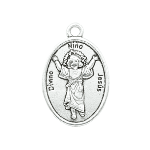 SAMAK PLATEADA DIJE DIVINO NIÑO JESUS/RUEGA POR NOSOTROS 20MM