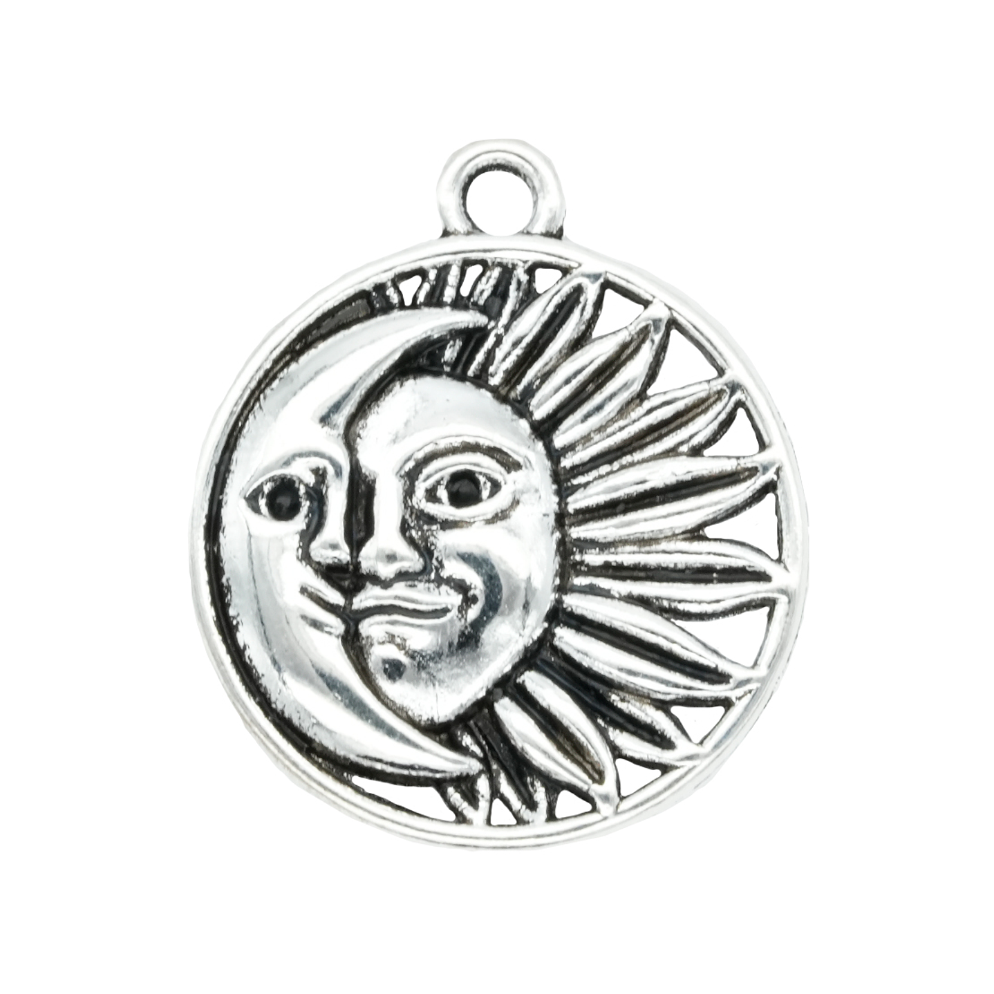 SAMAK PLATEADA DIJE 89 LUNA SOL REDONDO 18MM  1