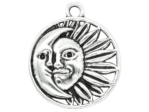 SAMAK PLATEADA DIJE 89 LUNA SOL REDONDO 18MM 