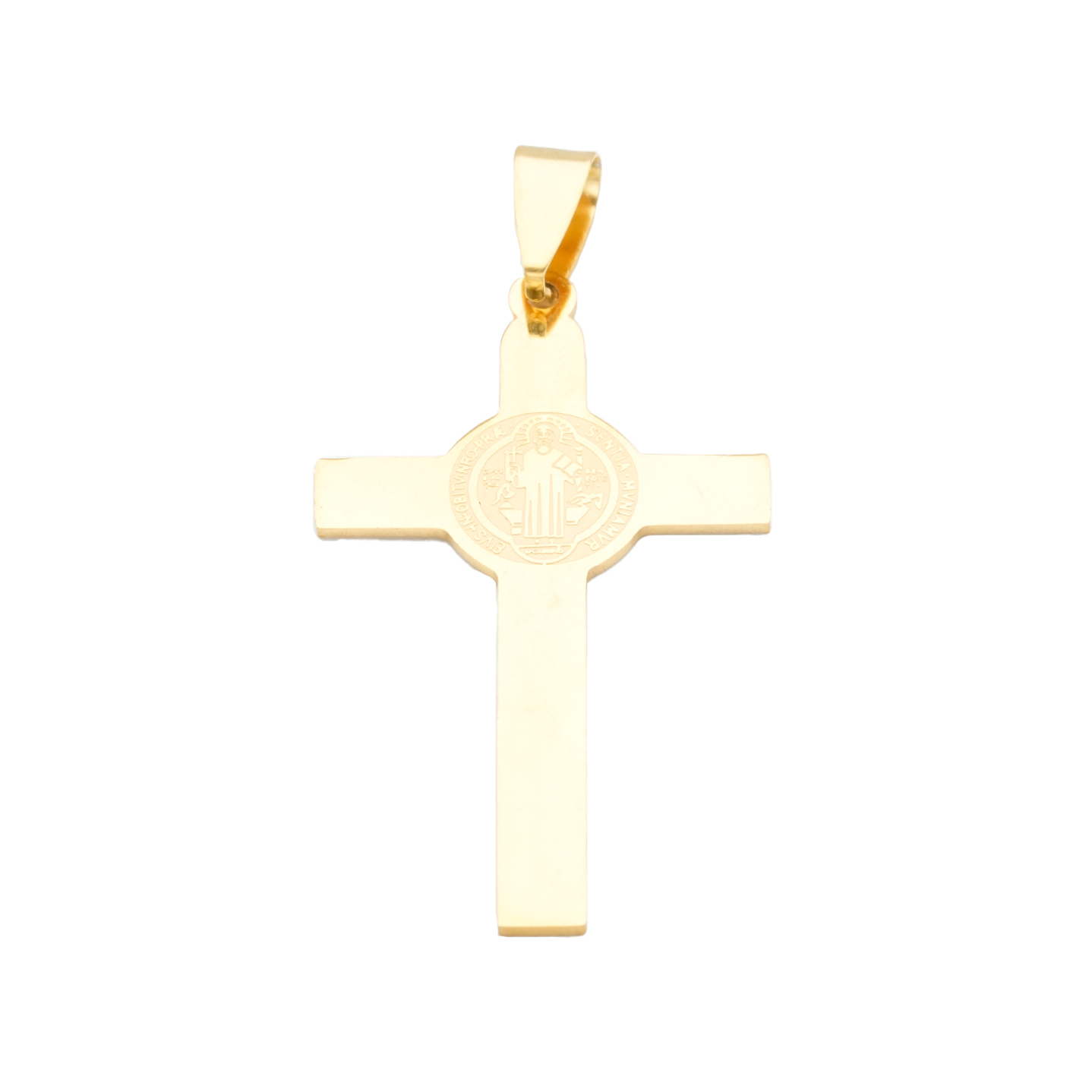 ACERO DORADO CRUZ SAN BENITO LISO 42*24*1MM  1