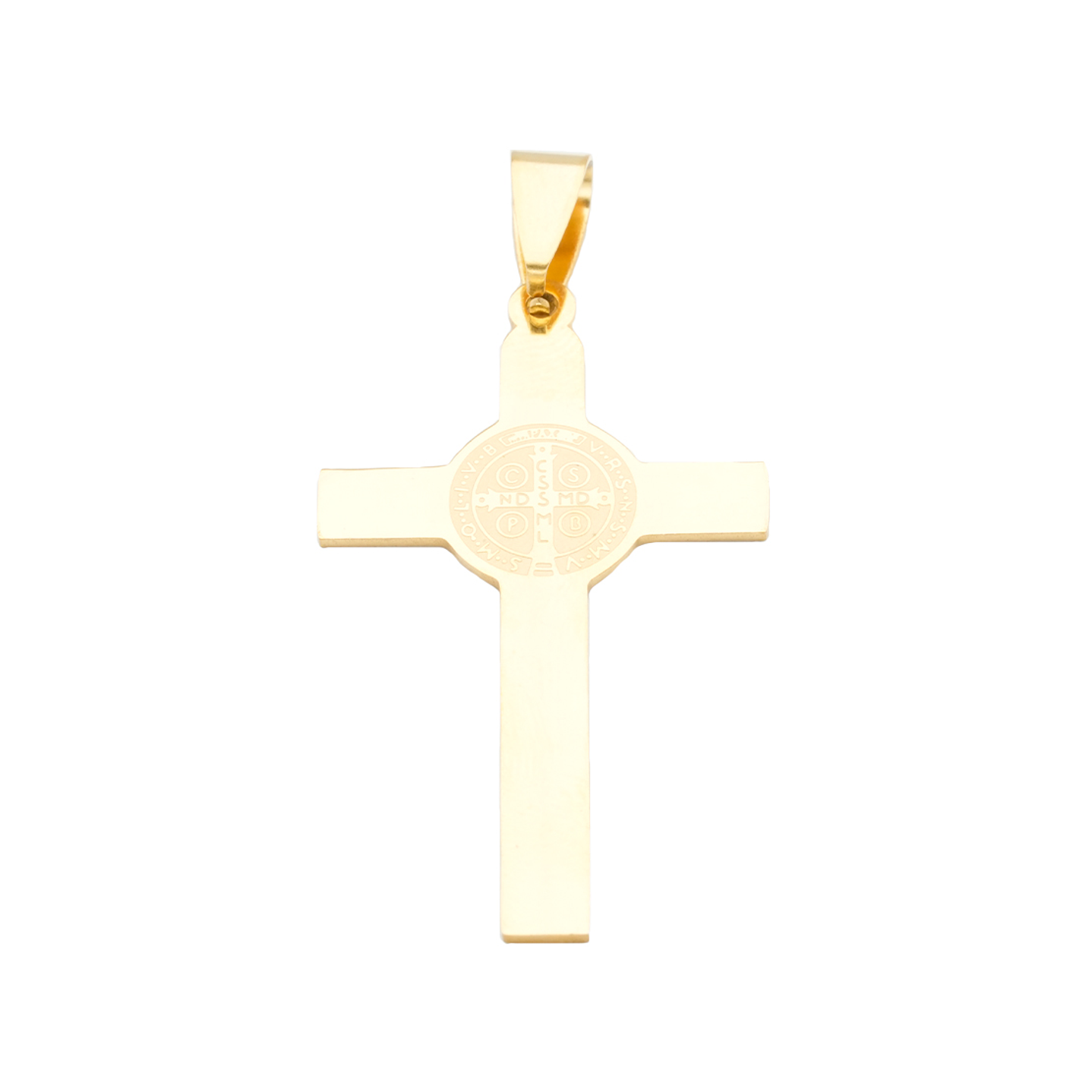 ACERO DORADO CRUZ SAN BENITO LISO 42*24*1MM  2