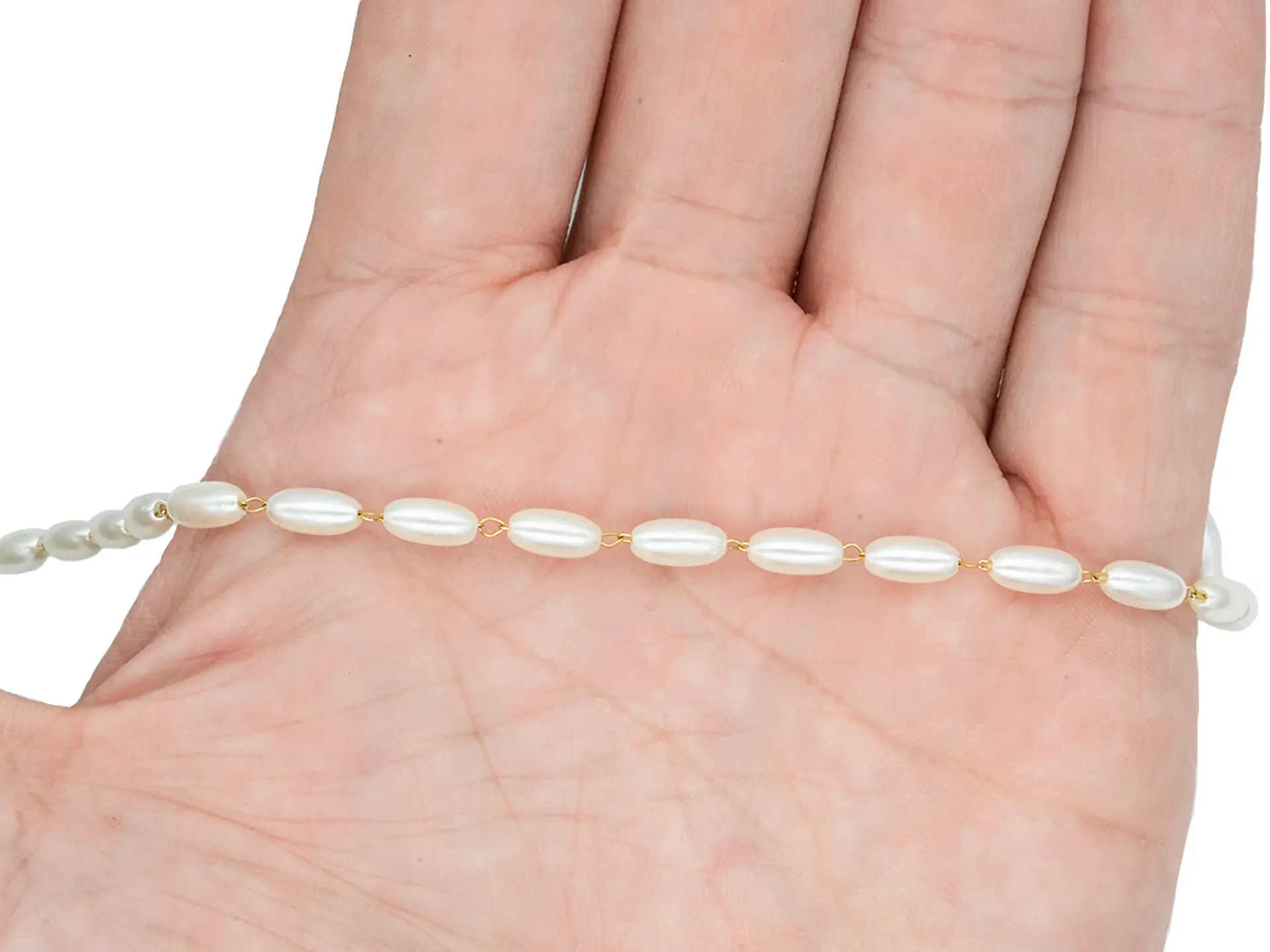ACERO DORADO CADENA SEPARADOR PERLA ARROZ 4*8MM  2