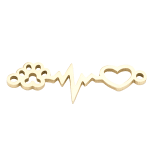 ACERO DORADO CENTRO PULSERA CORAZON VIDA HUELLAS 25MM