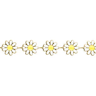 ACERO DORADO CADENA FLOR MARGARITA 9MM