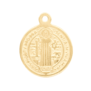 MEDALLA ACERO DORADO  SAN BENITO 14 MM 