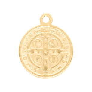 MEDALLA ACERO DORADO  SAN BENITO 14 MM 