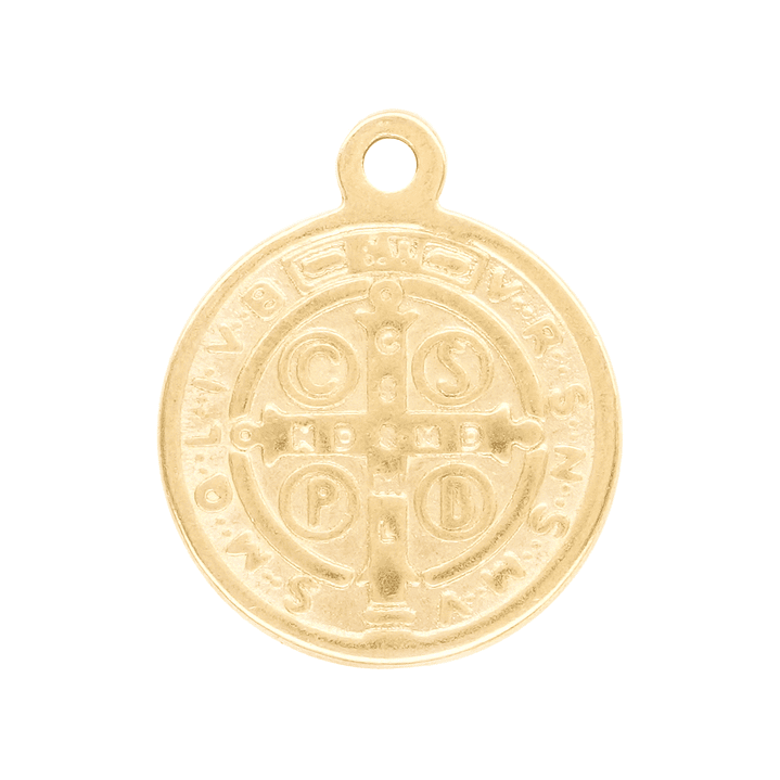 MEDALLA ACERO DORADO  SAN BENITO 14 MM  2