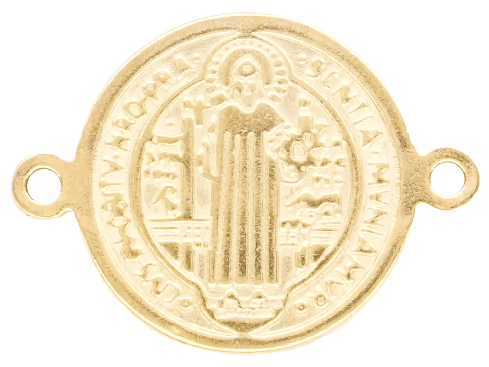 MEDALLA TERMINAL ACERO DORADO  SAN BENITO 14MM 1