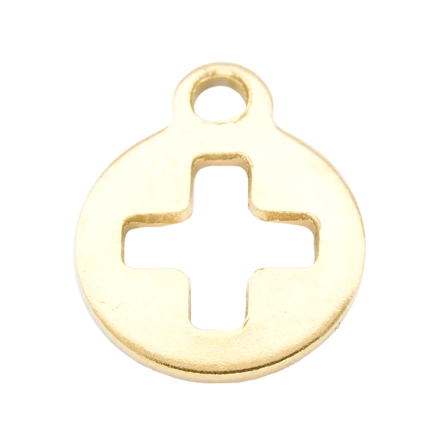 ACERO DORADO DIJE CIRCULO CRUZ 10MM 1