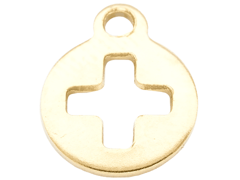 ACERO DORADO DIJE CIRCULO CRUZ 10MM