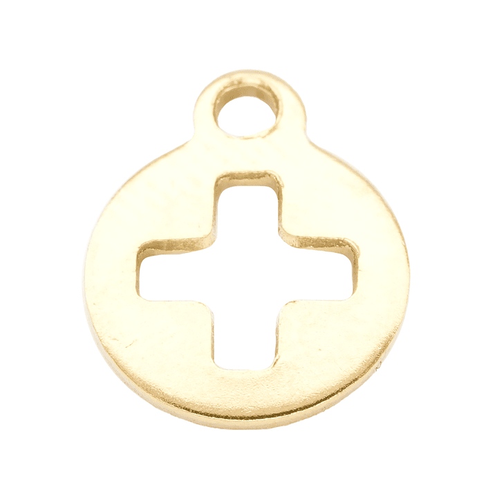 ACERO DORADO DIJE CIRCULO CRUZ 10MM 1