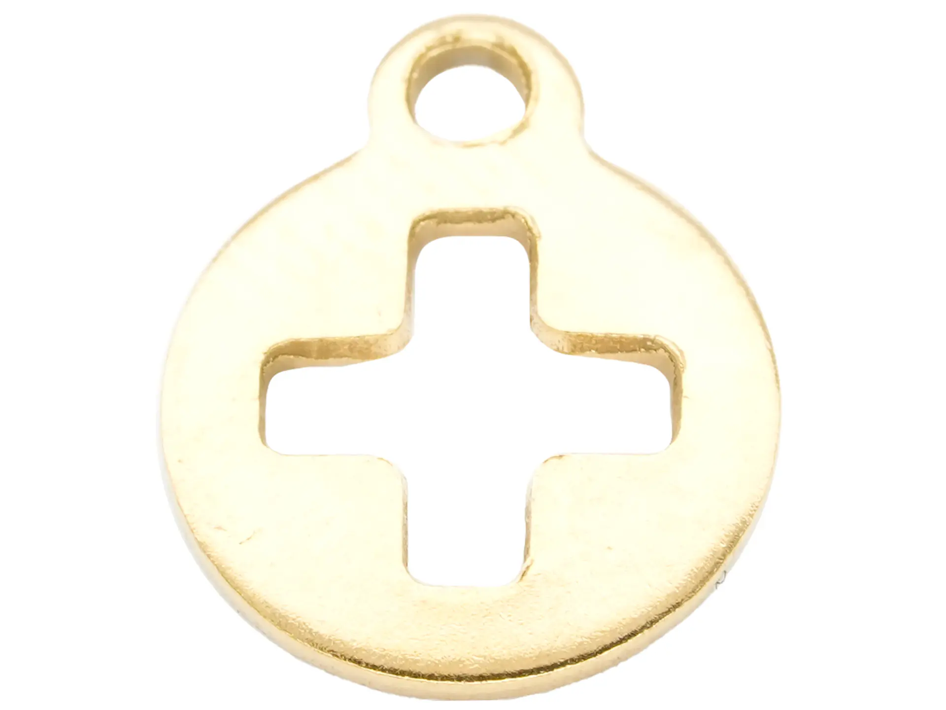 ACERO DORADO DIJE CIRCULO CRUZ 10MM 1