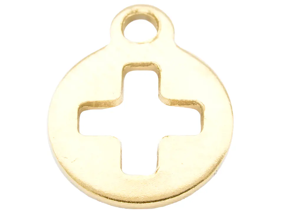 ACERO DORADO DIJE CIRCULO CRUZ 10MM 1