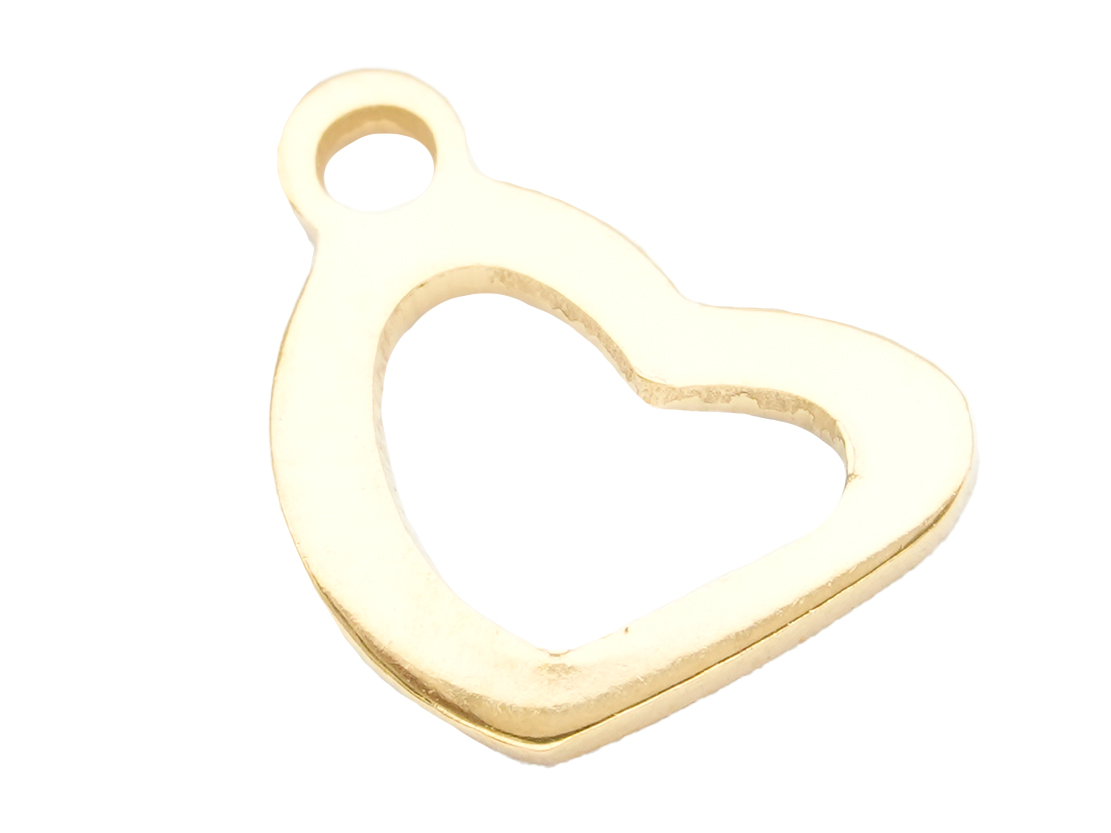 ACERO DORADO DIJE CORAZON HUECO 10*8MM 