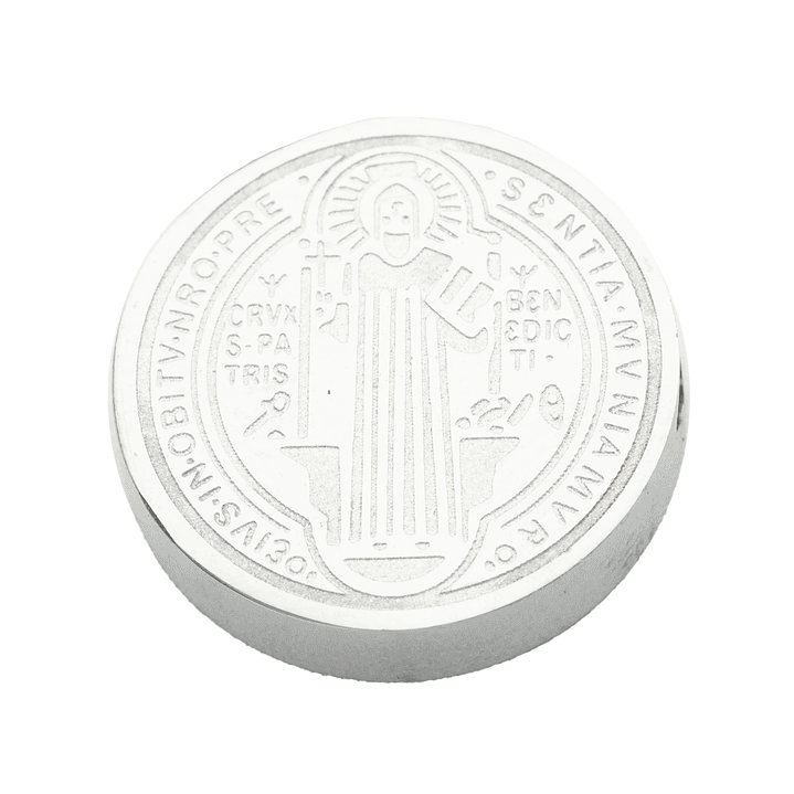ACERO PLATEADO MEDALLA SAN BENITO RELIEVE 15MM 1