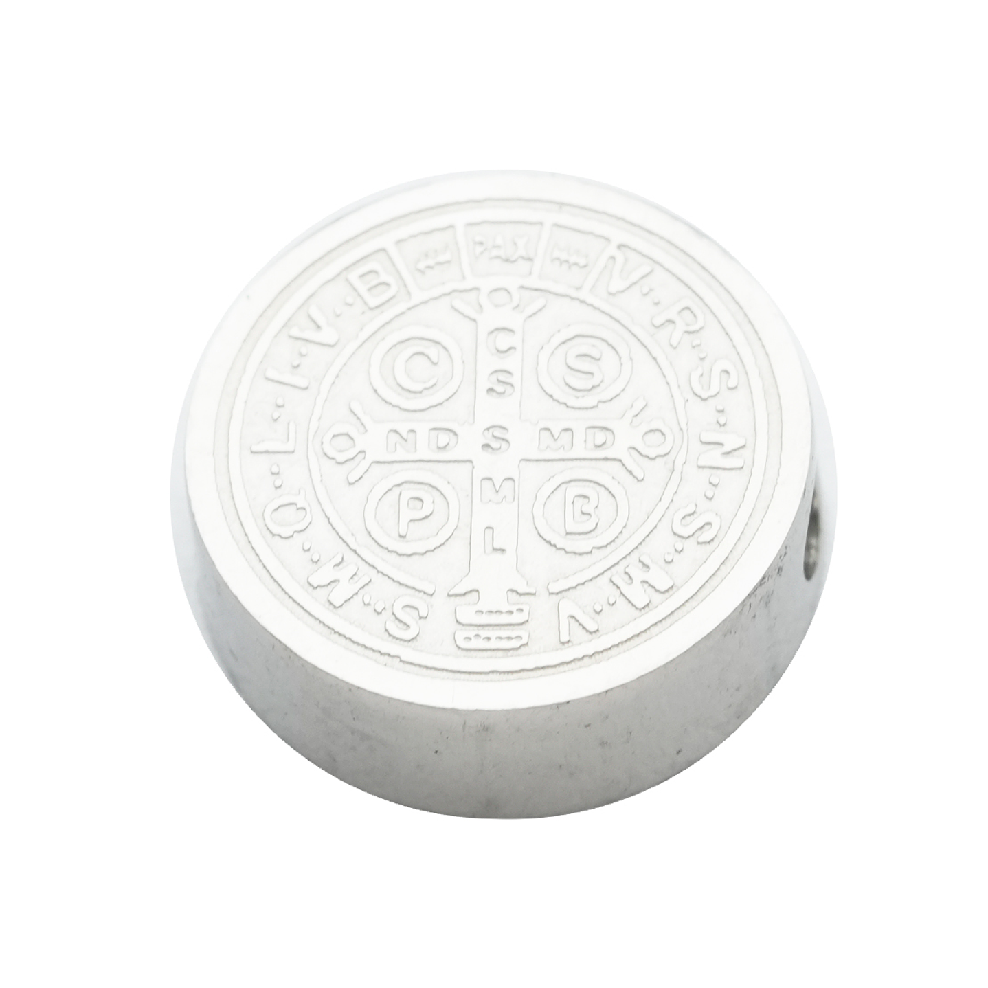 ACERO PLATEADO MEDALLA SAN BENITO RELIEVE 10MM 2