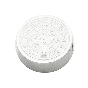 ACERO PLATEADO MEDALLA SAN BENITO RELIEVE 10MM