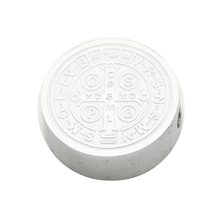 ACERO PLATEADO MEDALLA SAN BENITO RELIEVE 10MM 2