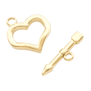 ACERO DORADO BROCHE SALVAVIDAS CORAZON 18MM 