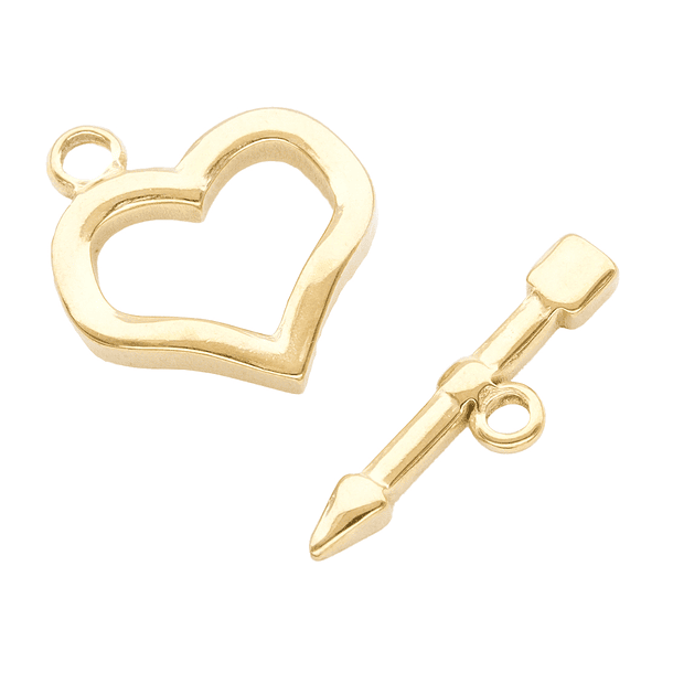 ACERO DORADO BROCHE SALVAVIDAS CORAZON 18MM 