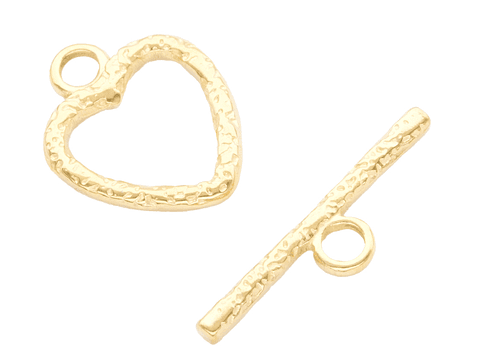 ACERO DORADO BROCHE SALVAVIDAS CORAZON DECORADO 13MM