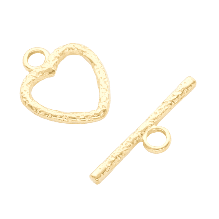 ACERO DORADO BROCHE SALVAVIDAS CORAZON DECORADO 13MM 1