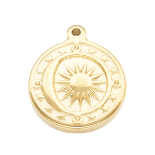 ACERO DORADO DIJE SOL LUNA 15MM