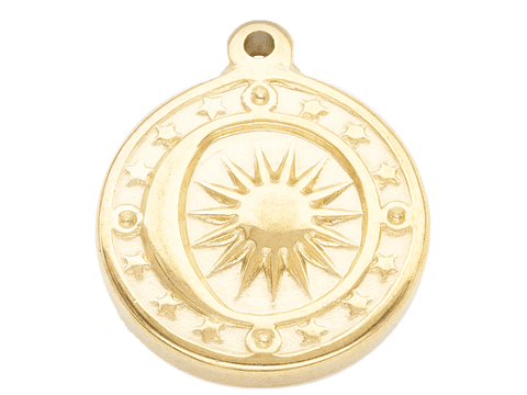 ACERO DORADO DIJE SOL LUNA 15MM