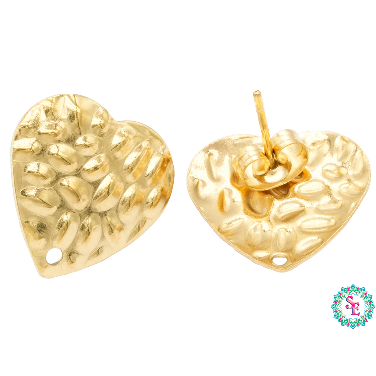 TOPO ACERO DORADO MARTILLADO CORAZON 16MM  1