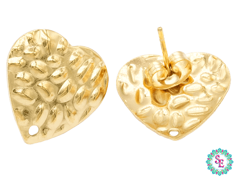 TOPO ACERO DORADO MARTILLADO CORAZON 16MM 