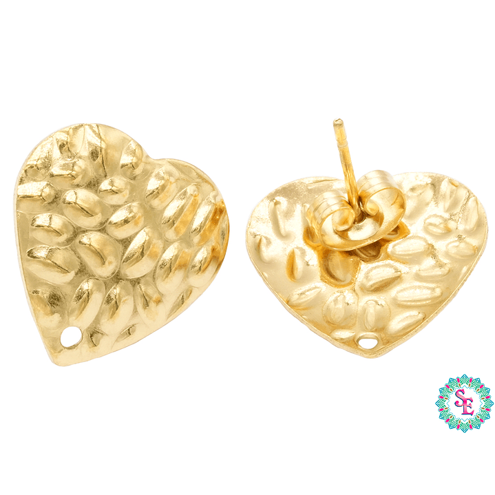 TOPO ACERO DORADO MARTILLADO CORAZON 16MM  1