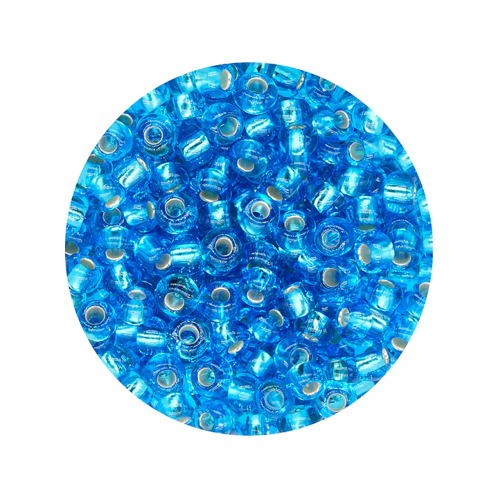 CHAQUIRA CHECA 8/0 AZUL CLARO BRILLANTE  X 20 GRAMOS  1