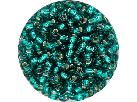 CHAQUIRA CHECA 8/0 (3MM) VERDE ZIRCON BRILLANTE X 20 GRAMOS (792 UND APROX)