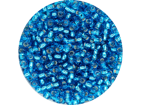 CHAQUIRA CHECA 10/0 (2MM) AZUL CLARO BRILLANTE PAQUETE X 20 GRAMOS (2020 UND APROX)