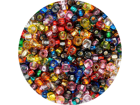 CHAQUIRA CHECA 10/0 (2MM) MIX BRILLANTE TRANSPARENT X 20 GRAMOS (2020 UND APROX)