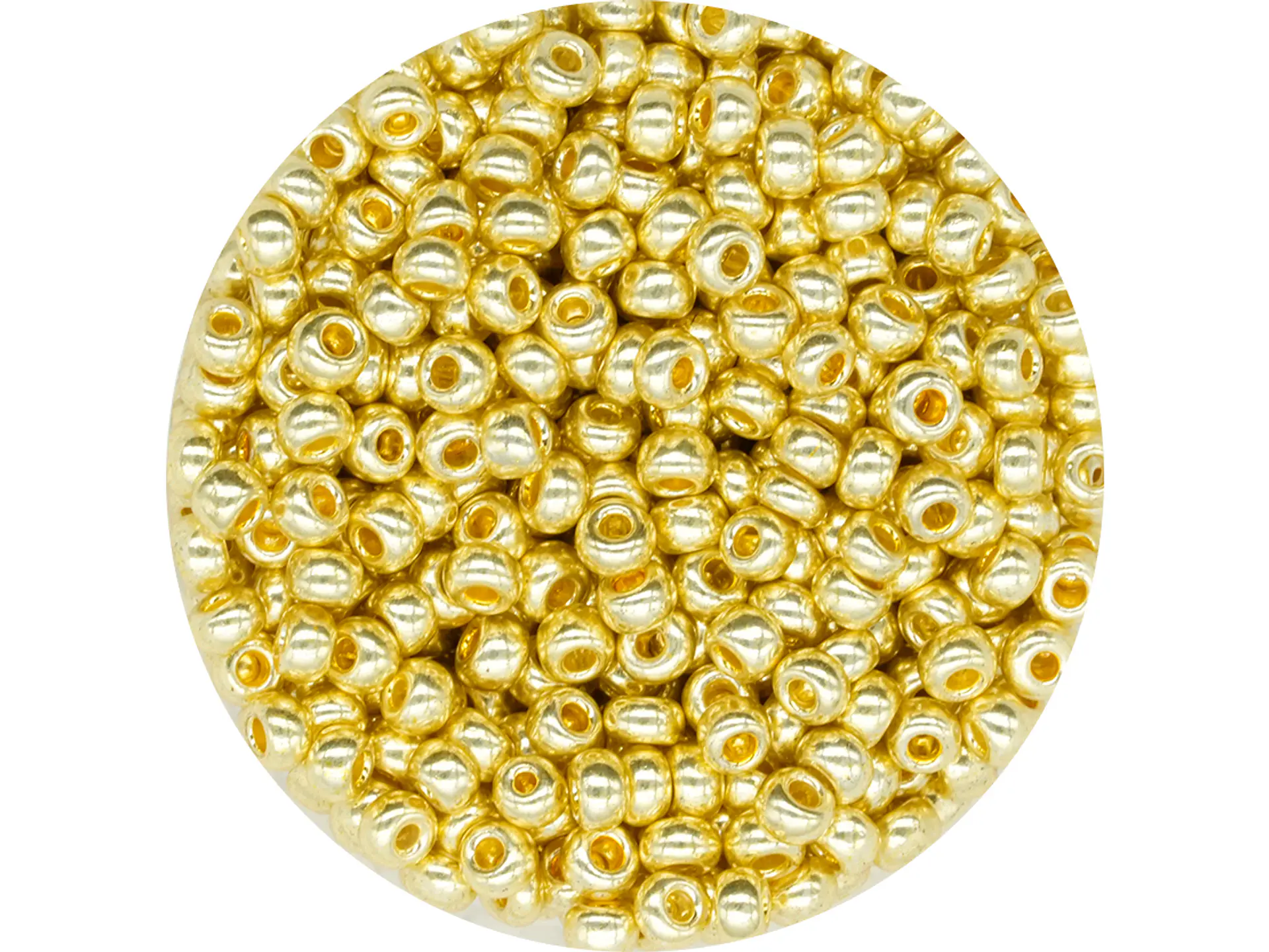 CHAQUIRA CHECA 10/0 (2MM) DORADO METALIZADO X 20 GRAMOS (2020 UND APROX) 1