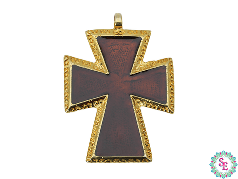 SAMAK DORADA DIJE CRUZ ROMANA GRANDE OCRE BRILLANTE  63*45M