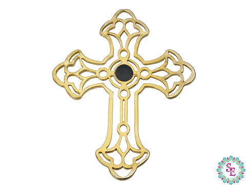 SAMAK DORADA PECTORAL CRUZ TRON NEGRO