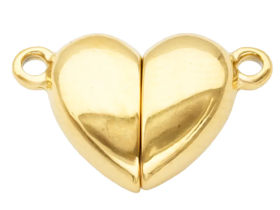 ACERO DORADO BROCHE CORAZON PAREJA IMAN 12MM 1