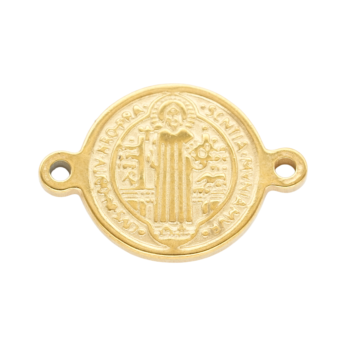ACERO DORADO CENTRO SEPARADOR MEDALLA SAN BENITO 8MM 1
