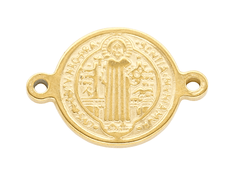 ACERO DORADO CENTRO SEPARADOR MEDALLA SAN BENITO 8MM