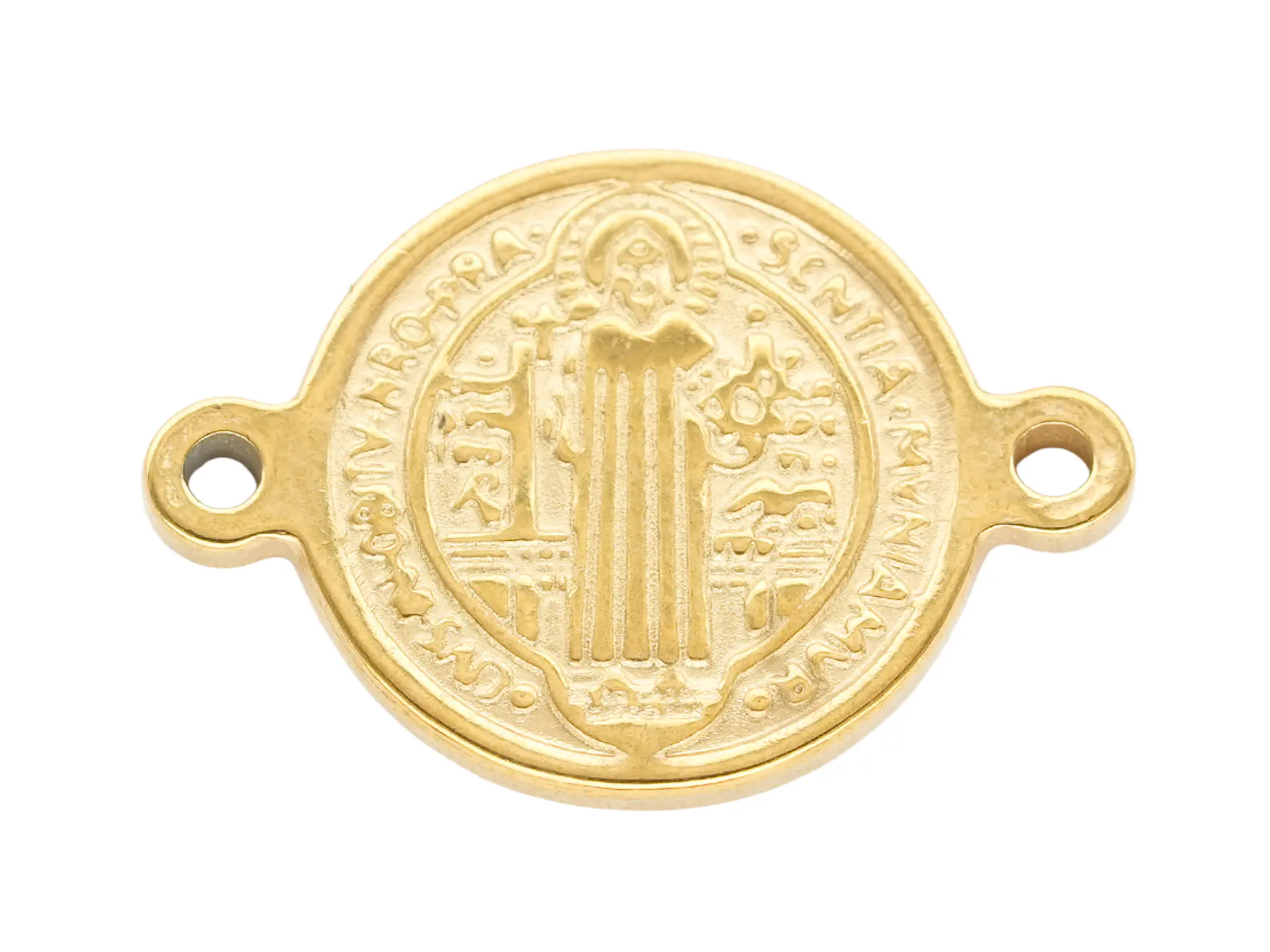 ACERO DORADO CENTRO SEPARADOR MEDALLA SAN BENITO 8MM 1
