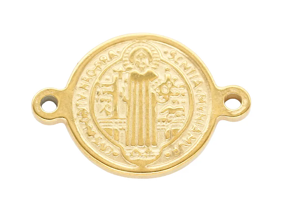 ACERO DORADO CENTRO SEPARADOR MEDALLA SAN BENITO 8MM 1