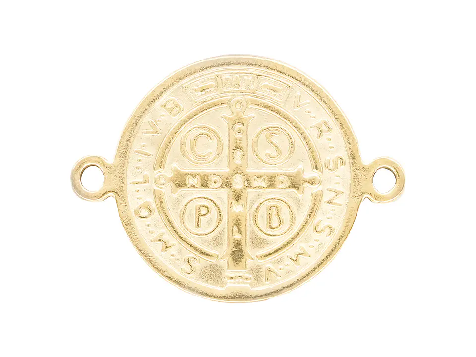 ACERO DORADO CENTRO SEPARADOR MEDALLA SAN BENITO 8MM 2
