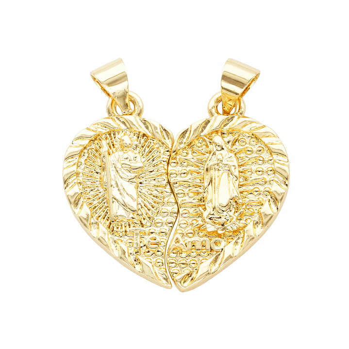RODIO DORADO DIJE CORAZON MITAD SAN BENITO Y GUADALUPE 22MM  1