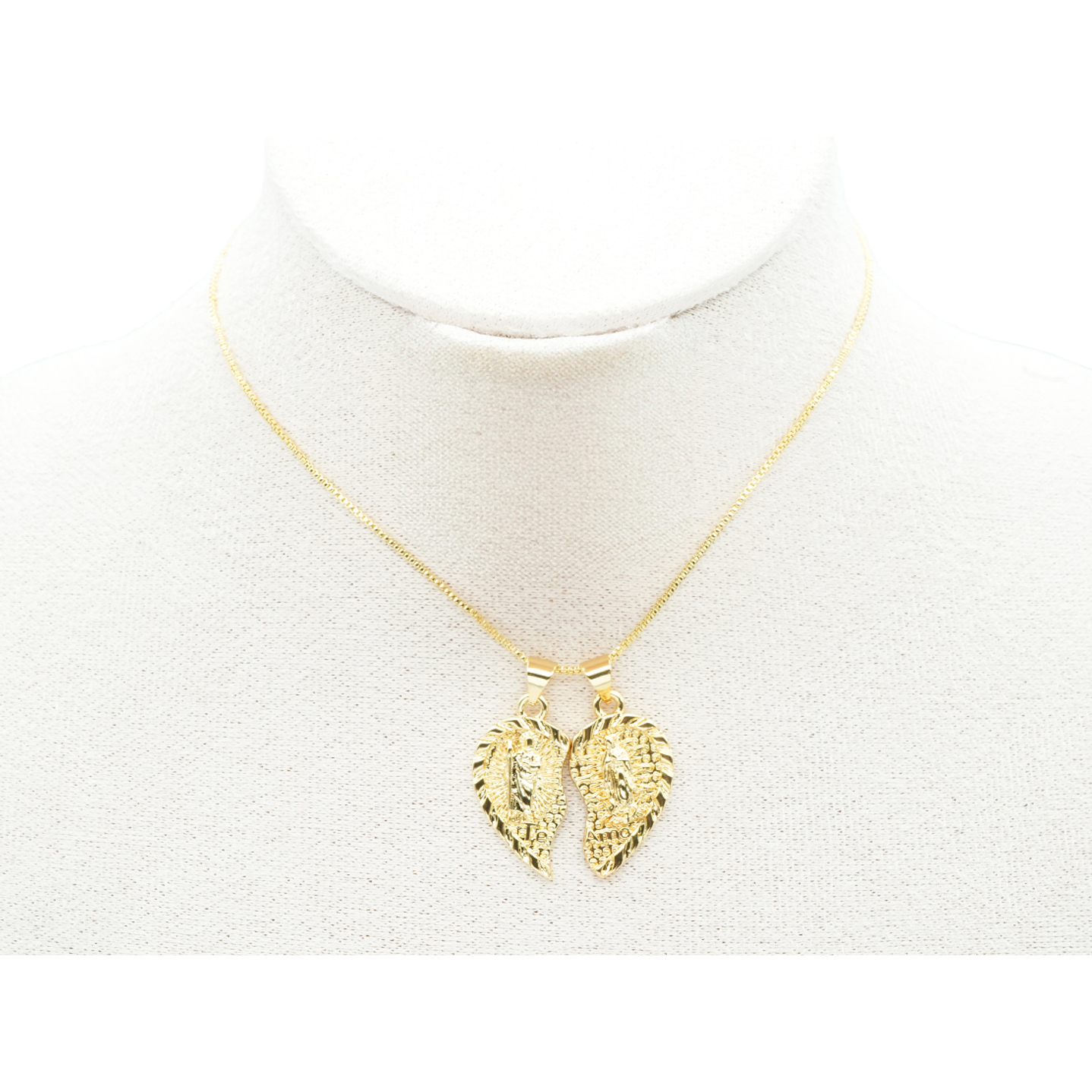 RODIO DORADO DIJE CORAZON MITAD SAN BENITO Y GUADALUPE 22MM  3