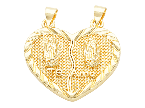 RODIO DORADO DIJE CORAZON GUADALUPE TE AMO 28MM