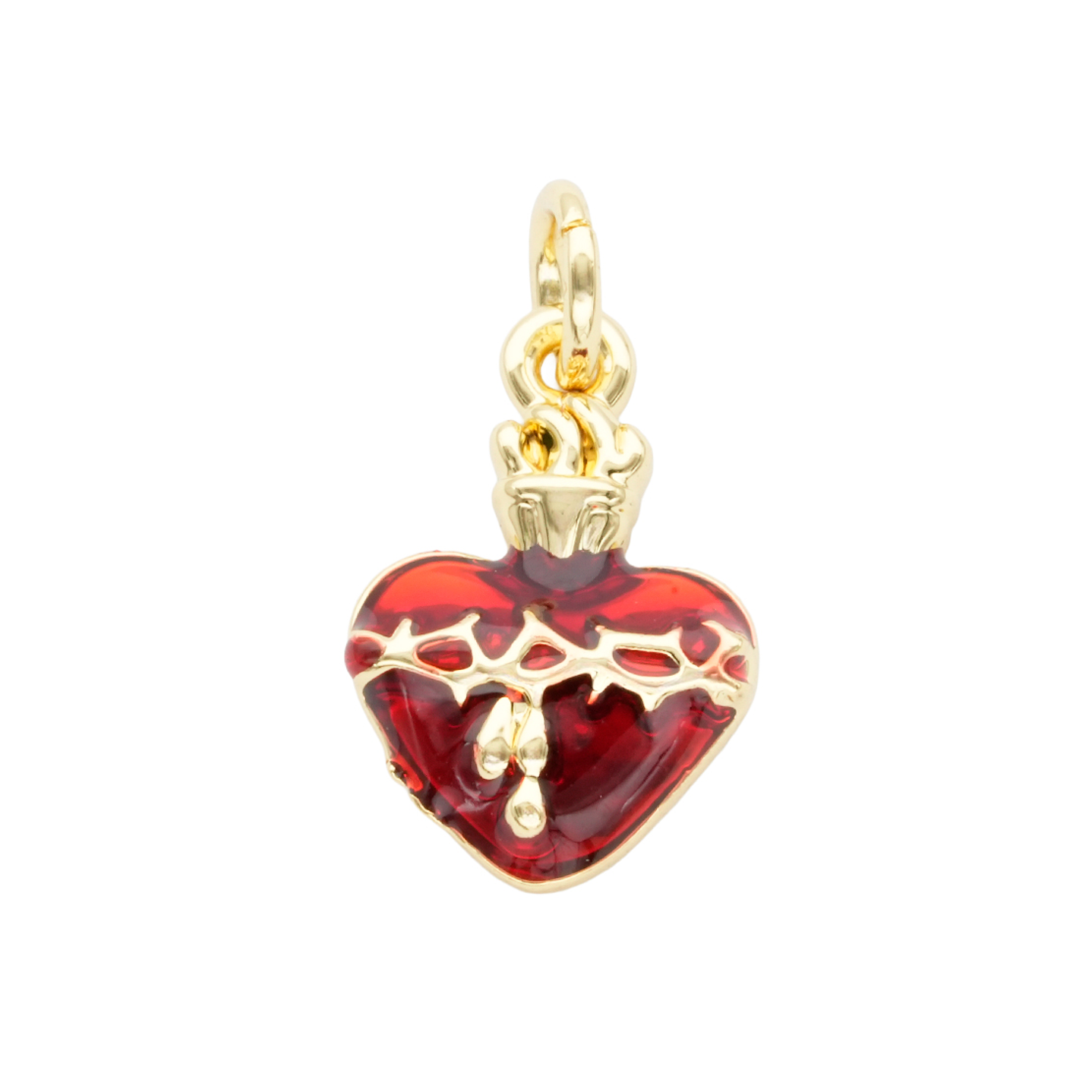 RODIO DORADO DIJE SAGRADO CORAZON ROJO 10MM 1