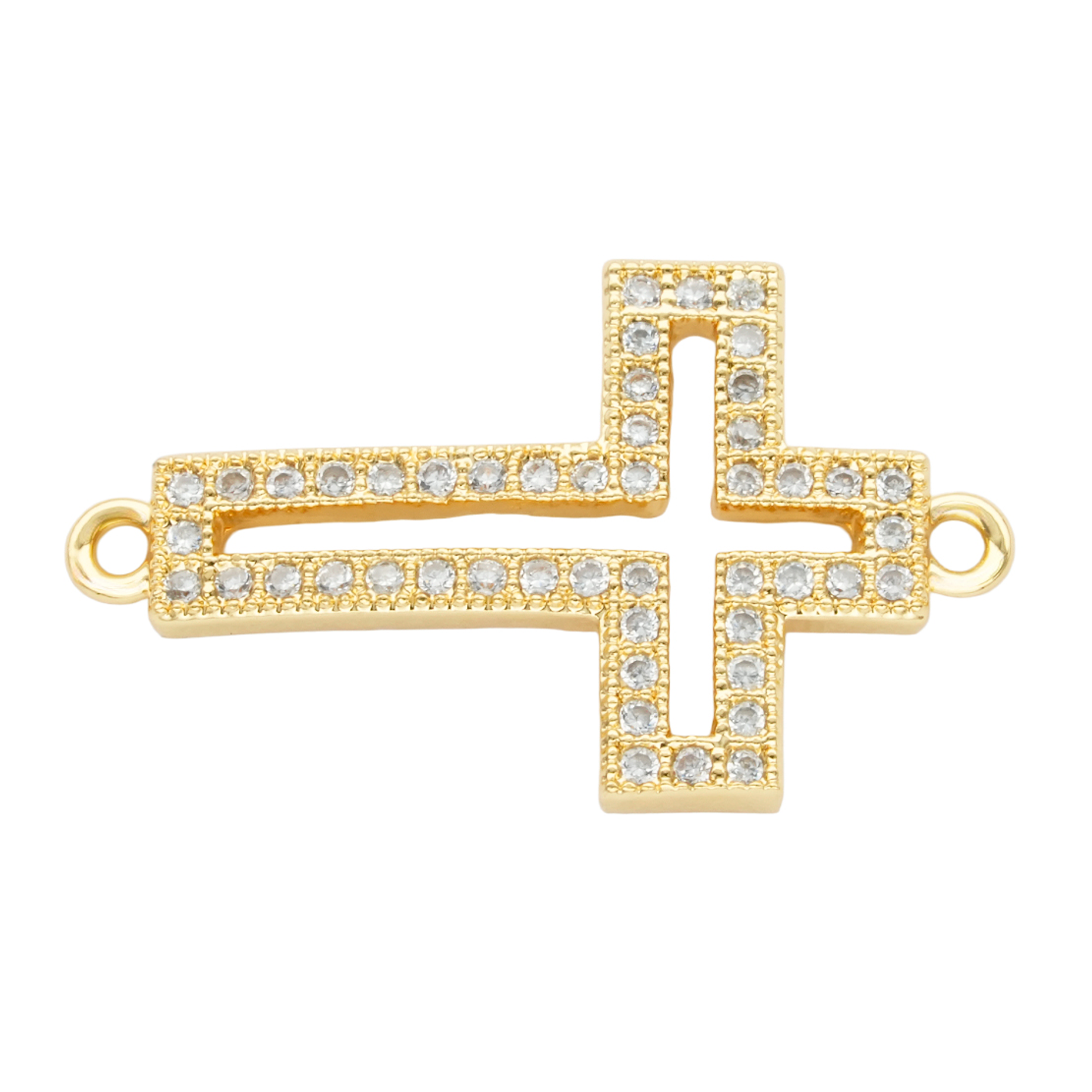 RODIO DORADO CENTRO CRUZ SILUETA ZIRCON BLANCO 23MM 1